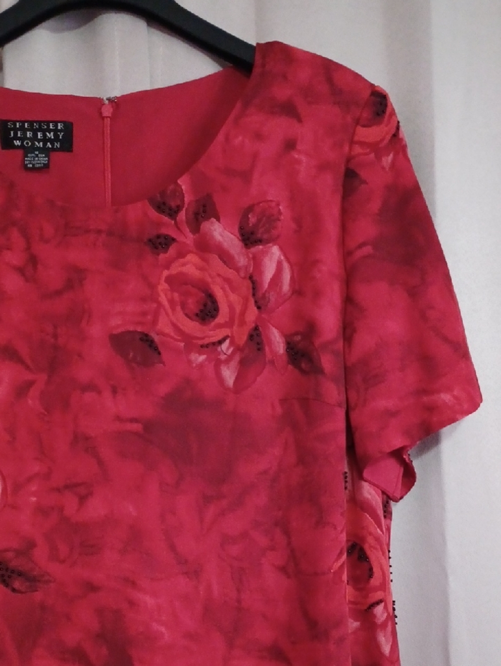 Spenser Jeremy Woman Silk Rosette High/Low Asymmetrical Hem Midi Dress Sz 16 - Picture 5 of 14